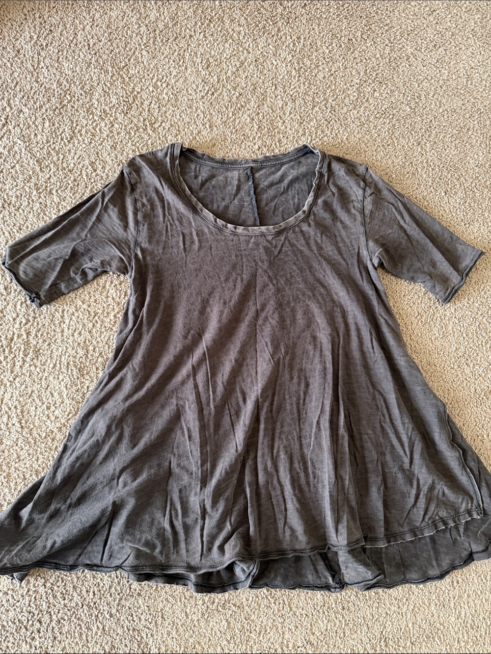 Free People Washed Gray Scoop Neck Tunic